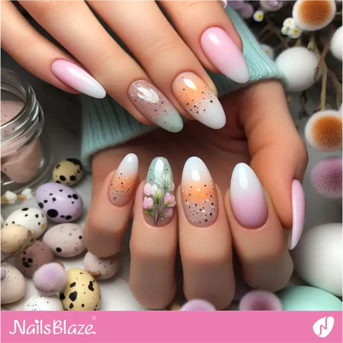 Easter Ombre with Speckled Egg Nail Art | Easter Nails - NB3535